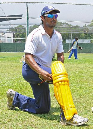 Kumar Sangakkara pads up during an inter-provincial Twenty20 match, SSC, Colombo, March 26, 2009