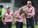 Neil Dexter, Adam Gilchrist and Tom Smith celebrate a wicket, 
Middlesex v Kent, Friends Provident t20, Lord's, June 24, 2010
