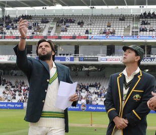 Shahid Afridi won the toss on a cloudy day at Lord's, Pakistan v Australia, 1st Test, Lord's, July 13, 2010