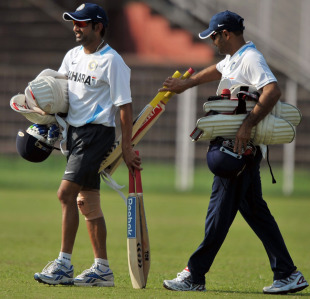 Gautam Gambhir and Virender Sehwag during nets, Mohali, September 28, 2010