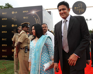 Anil Kumble arrives for the ICC Awards in Bangalore, October 6, 2010
