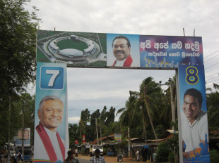 Posters of Sri Lanka president, Mahinda Rajapaksa and his son, Namal, are all around the town, Hambantota