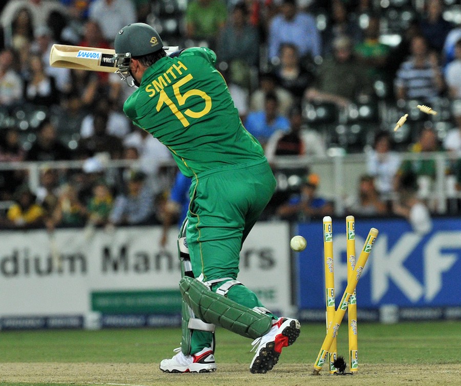 Graeme Smith was bowled for 77