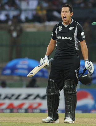 Ross Taylor is pumped after hard-hitting his way to a century, New Zealand v Pakistan, Group A, World Cup, Pallekele, March 8, 2011