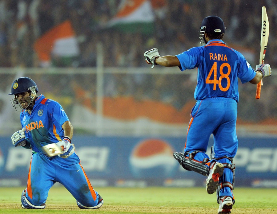 Yuvraj Singh and Suresh Raina celebrate India&#039;s win 
