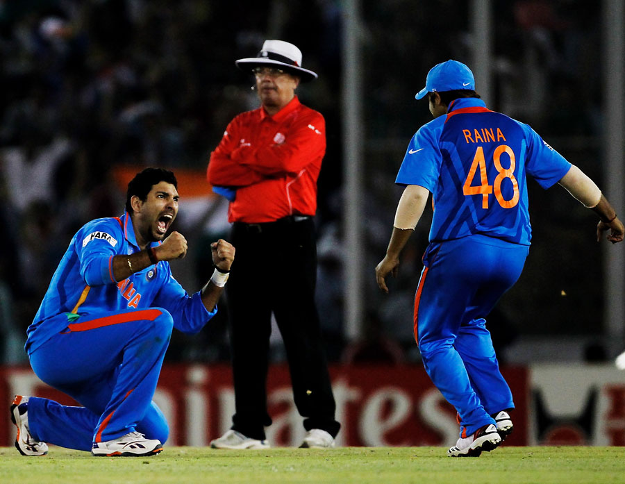 Yuvraj Singh picked up two crucial wickets to stall Pakistan's progress