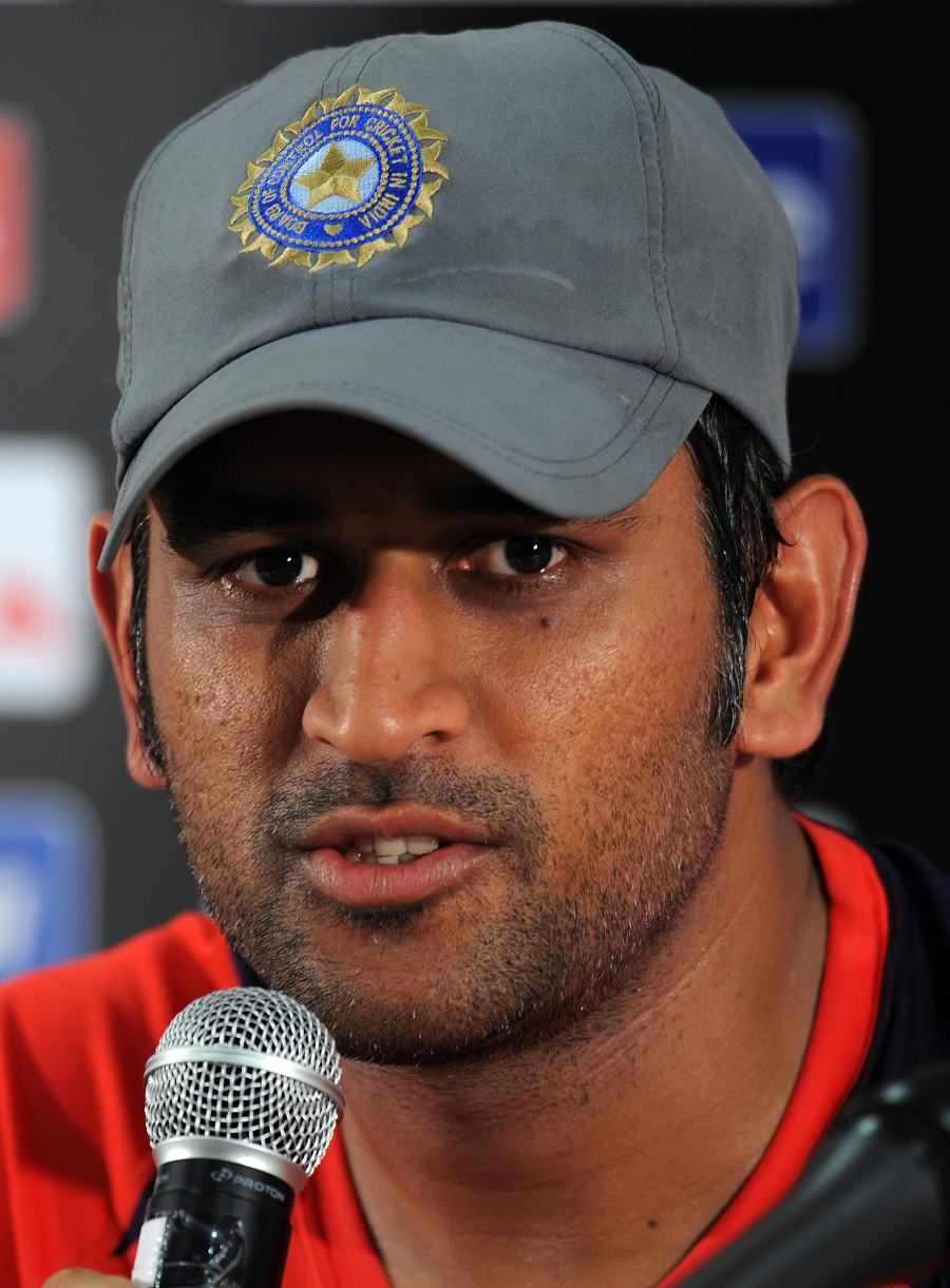 India captain Mahendra Singh Dhoni addresses a press conference the day before the World Cup final