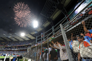 Fireworks go off at the Wankhede Stadium as India won the World Cup at home, India v Sri Lanka, final, World Cup 2011, Mumbai, April 2, 2011