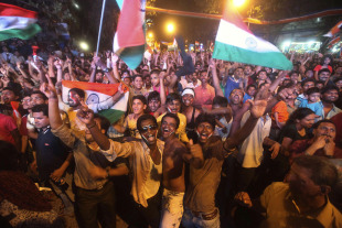 The streets of Mumbai are flooded with ecstatic Indian fans, April 2, 2011
