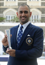MS Dhoni with the Man-of-the-Match trophy he picked up in the World Cup final