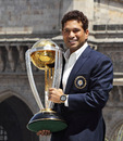 Sachin Tendulkar with the World Cup on the morning after India's triumph