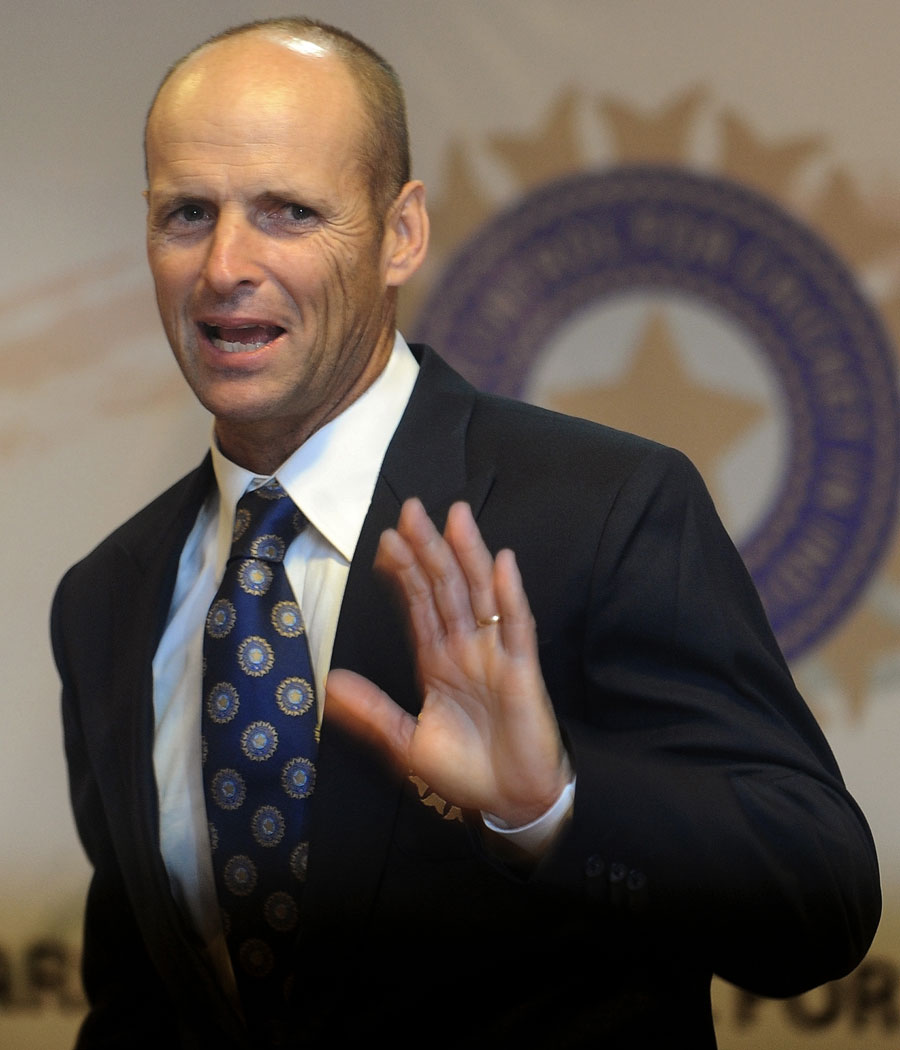 Gary Kirsten addresses a press conference in Mumbai