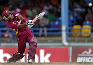 Dwayne Bravo swings one into the stands, West Indies v India, 1st ODI, Trinidad, June 6, 2011