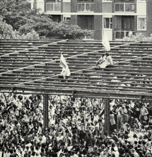 Indian fans take over the temporarily roofless Mound Stand, England v India, 2nd Test, Lord's, June 22, 1974