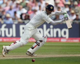 Rahul Dravid plays one behind square on the off side, England v India, 2nd npower Test, Trent Bridge, 2nd day, July 30, 2011