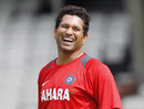 Still smiling: Sachin Tendulkar was in good spirits as he prepared for the final Test