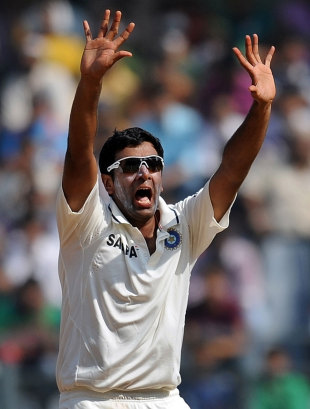 R Ashwin appeals successfully for an lbw against Kieran Powell, India v West Indies, 3rd Test, Mumbai, 5th day, November 26, 2011 