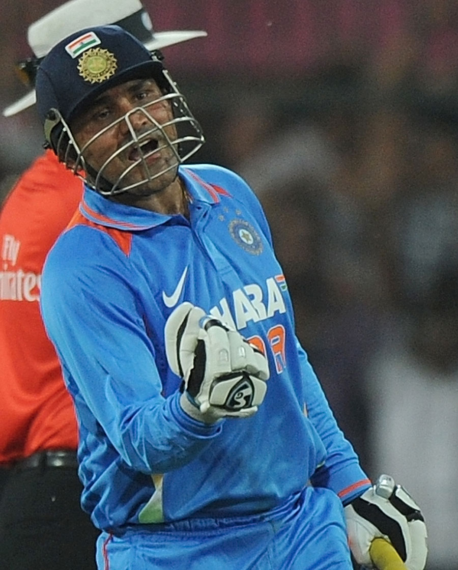 Virender Sehwag is pumped up after his one-day double-ton
