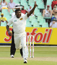 Rangana Herath celebrates the wicket of Ashwell Prince 