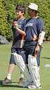 Sachin Tendulkar is accompanied by his son Arjun to practice 