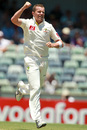 Peter Siddle celebrates the dismissal of MS Dhoni