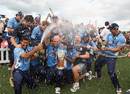 Auckland Aces celebrate their triumph in the HRV Cup final