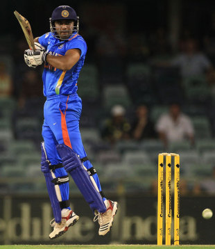 Ravindra Jadeja plays a square cut, India v Sri Lanka, CB Series, 2nd ODI, Perth, February 8, 2012