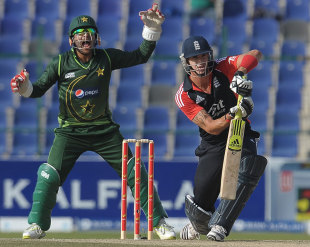 Kevin Pietersen was trapped lbw by Saeed Ajmal, Pakistan v England, 2nd ODI, Abu Dhabi, February 15, 2012