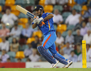 MS Dhoni resisted with a half-century, Australia v India, CB Series, Brisbane, February 19, 2012