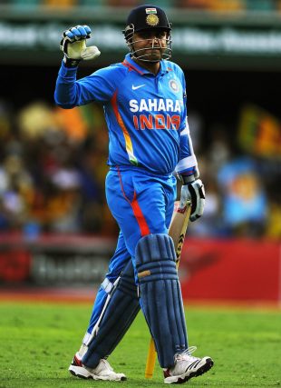 Virender Sehwag was out for a duck, India v Sri Lanka, CB Series, Brisbane, February 21, 2012