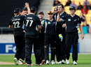 New Zealand get together after a wicket