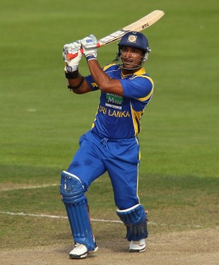 Kumar Sangakkara hits over the top, India v Sri Lanka, CB Series, Hobart, February 28, 2012