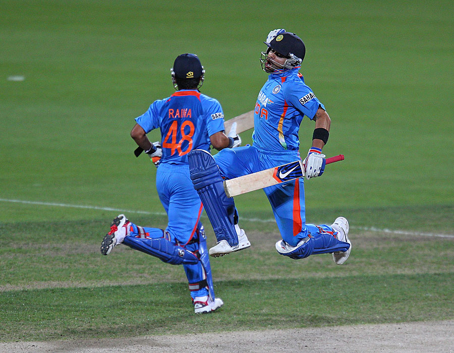Virat Kohli is pumped up after completing his century