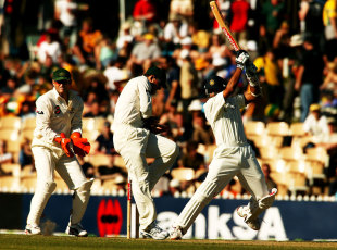 Dravid cuts during his double century, Australia v India, 2nd Test, Adelaide, 3rd day, December 14, 2003