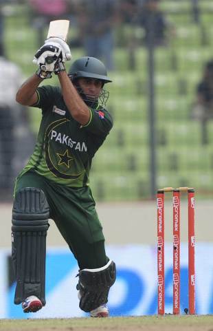Nasir Jamshed drives one through the off side, India v Pakistan, Asia Cup, Mirpur, March 18, 2012