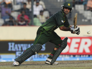 Mohammad Hafeez pushes one into the off side, India v Pakistan, Asia Cup, Mirpur, March 18, 2012