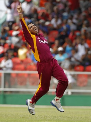 Sunil Narine celebrates Matthew Wade's wicket, West Indies v Australia, 3rd ODI, St Vincent, March 20, 2012