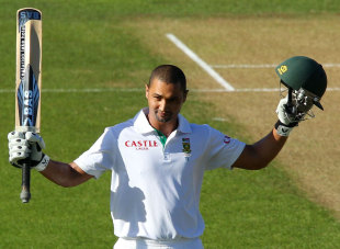 Alviro Petersen acknowledges the applause for his century, New Zealand v South Africa, 3rd Test, Wellington, 3rd day, March 25, 2012