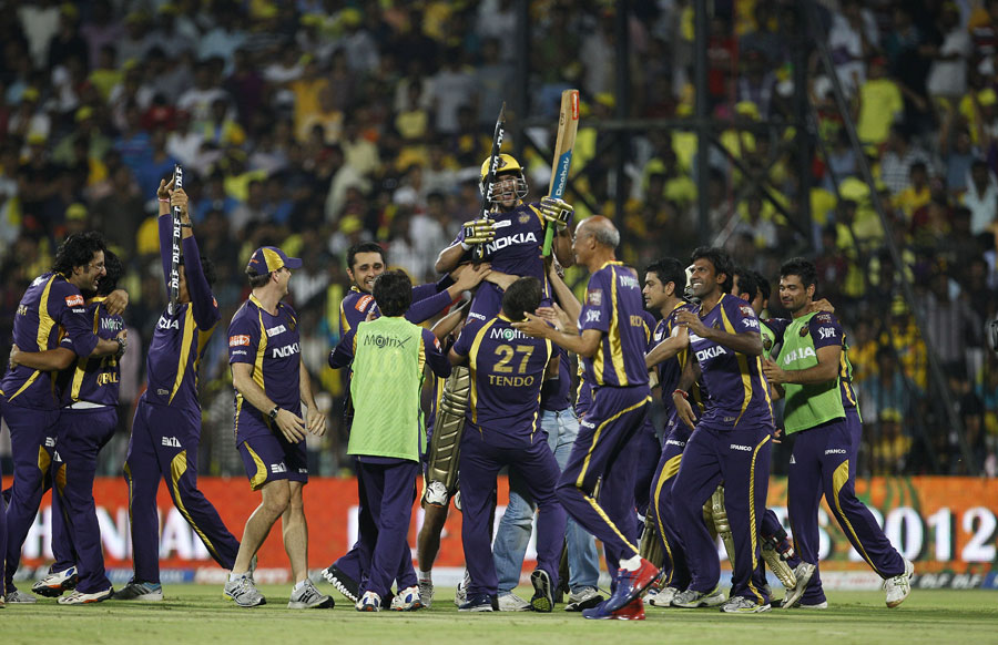 Shakib Al Hasan is lifted up by his team-mates after the victory