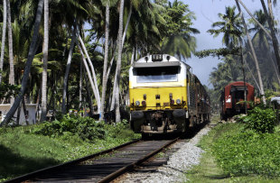 A train passes Seenigama, near Hikkaduwa, Sri Lanka, November 28, 2005