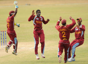 Derone Davis picked up three wickets with his left-arm spin, Pakistan v West Indies, ICC Under-19 World Cup 5th place play-off semi-final, Townsville, August 22, 2012