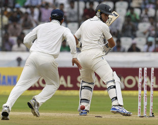 Ross Taylor is bowled by R Ashwin, India v New Zealand, 1st Test, Hyderabad, 4th day, August 26, 2012