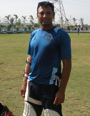 Shitanshu Kotak at practice at the Saurashtra Cricket Association Stadium, Rajkot, January 15, 2013