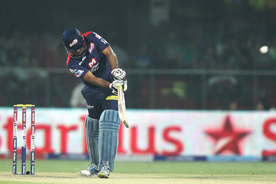 Virender Sehwag whips off his pads