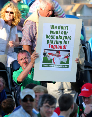 An Ireland supporter makes his feelings known, Ireland v England, one-off ODI, Malahide, September 3, 2013
