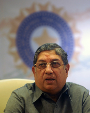 N Srinivasan speaks at a press conference, Mumbai, September 27, 2012