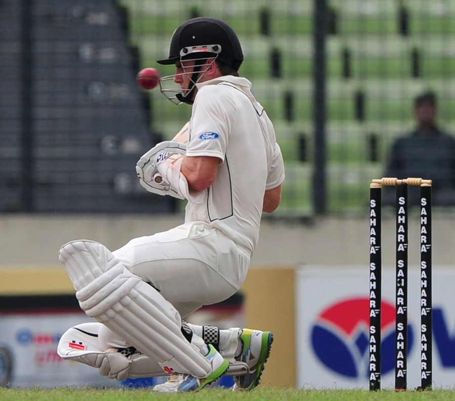 Kane Williamson is felled by a nasty bouncer