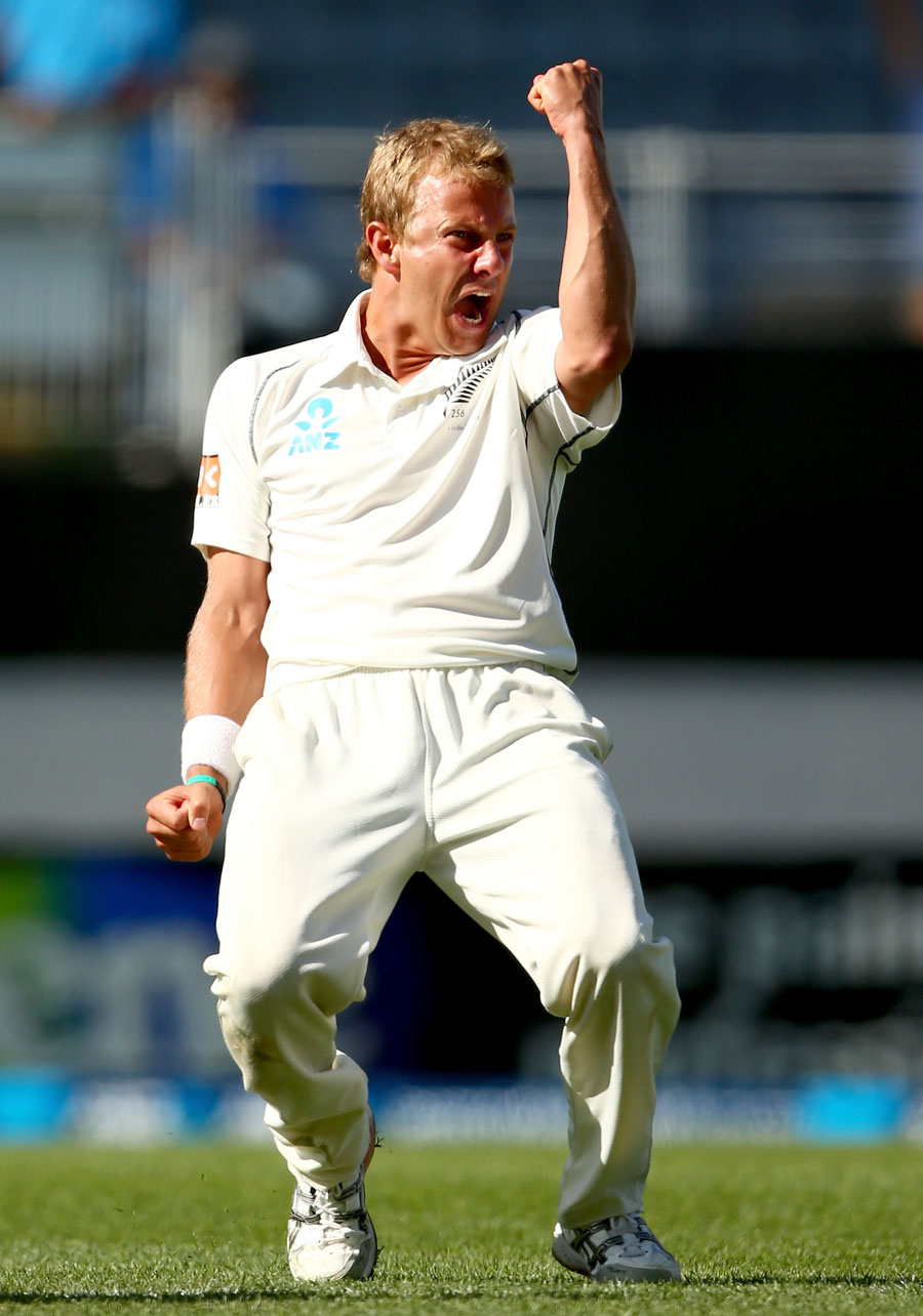 Neil Wagner is pumped after dismissing Zaheer Khan