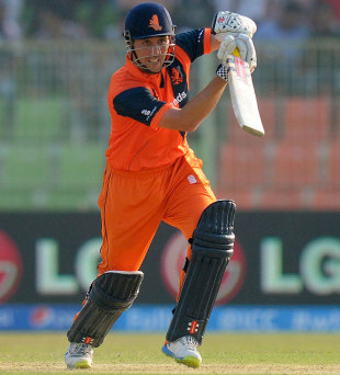 Tom Cooper drives straight, Netherlands v Zimbabwe, World T20, Group B, Sylhet, March 19, 2014