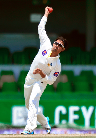 Saeed Ajmal bowls on day one, Sri Lanka v Pakistan, second Test, SSC, Colombo, August 14, 2014